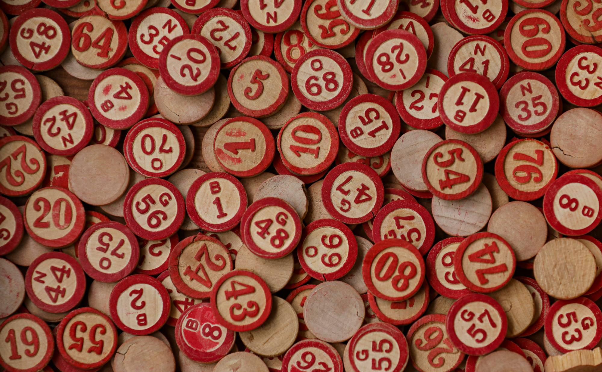 wooden red bingo tiles 